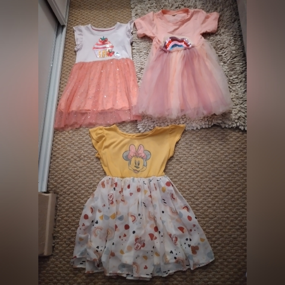 Disney Girls' Minnie & Tulle Party Dresses in Yellow, Pink and Peach